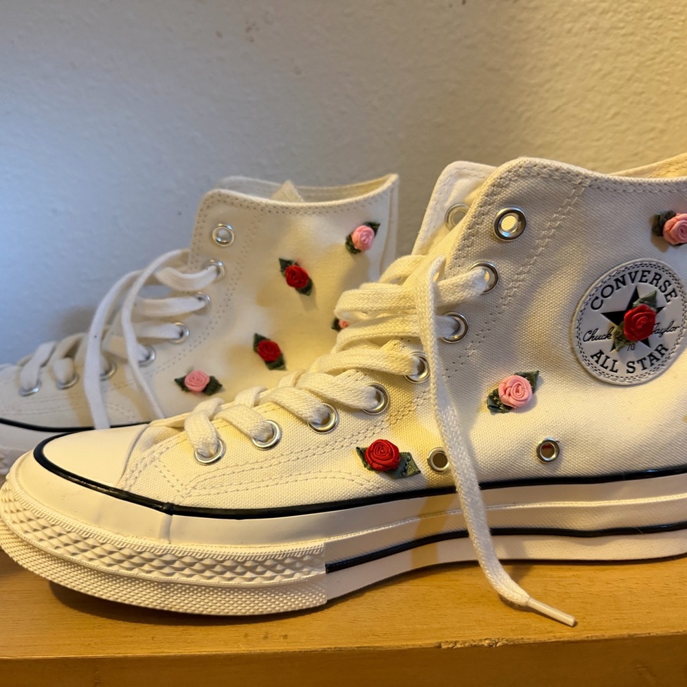 Rose Converse White High-Tops size 9
